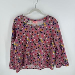 Doops. Australia Pink Polka Dot Multicolor Print Flowy Top Size Large